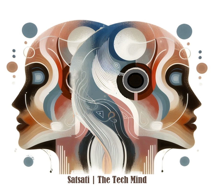 Abstract illustration of human and technological minds – Satsati | The Tech Mind educational platform